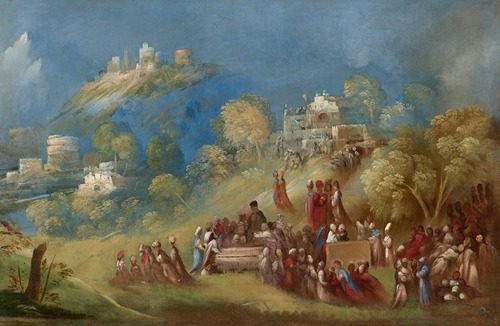 The Trojans Building the Temple to Venus and Making Offerings at Anchises’s Grave in Sicily (c. 1520) by Dosso Dossi