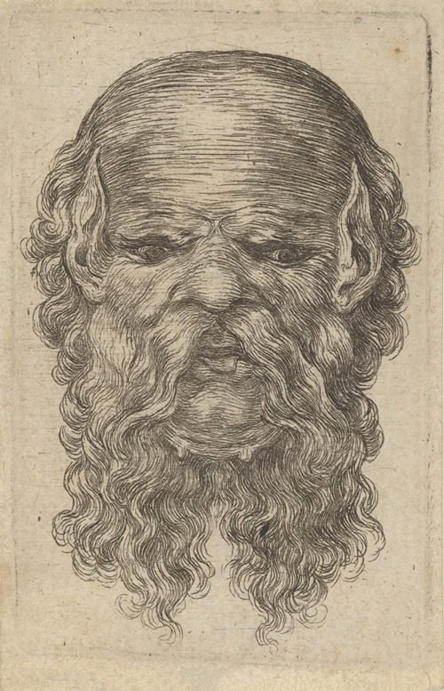 Mask of a Bald Man with Pointed Ears and a Long, Parted Beard (1635–1645)