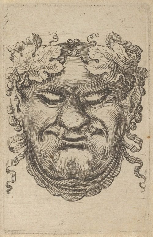 Mask of Bacchus with a Wreath of Grape Leaves and Ribbon (1635–1645)