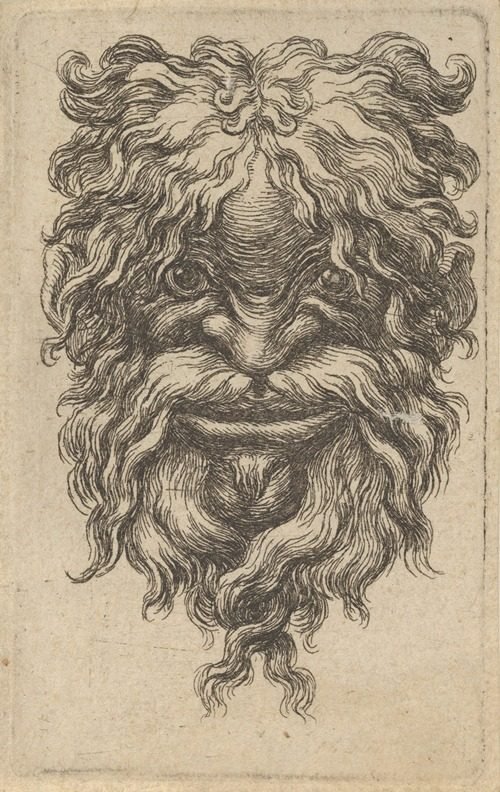 Mask with Curly Hair, a Long Mustache and a Loosely Twisted Beard (1635–1645) by François Chauveau