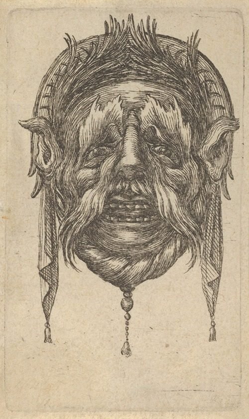 Mask with Long Eyebrows and Mustache and a Headdress with Dangling Cloth (1635–1645)