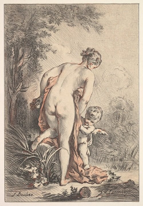 Woman With Drapery and a Putto (1881) — Georges William Thornley