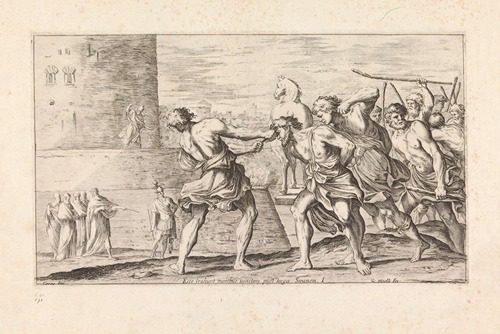 Sinon’s treachery (Ecce tradunt manibus vinctum post terga Sinonem) (1663) by Giuseppe Maria Mitelli