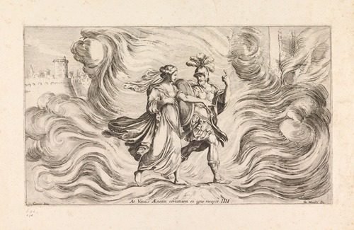 Venus saving Aeneas (At Venus Aeneam certantem ex igne recepit) (1663) by Giuseppe Maria Mitelli