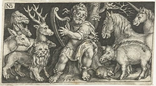 Orpheus enchants the animals with his music (1594)