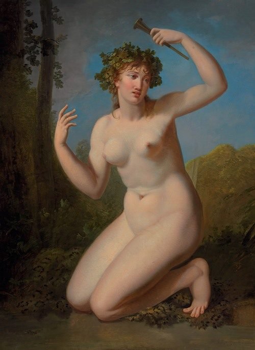 A bacchante in a wooded grove — Jacques Antoine Vallin