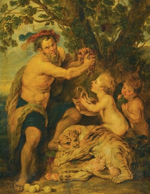 A Drinking Man With Putti And A Tiger — Follower of Peter Paul Rubens