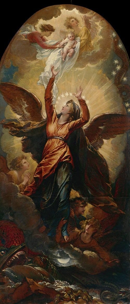 The Woman Clothed with the Sun Fleeth from the Persecution of the Dragon (ca. 1797) by Benjamin West