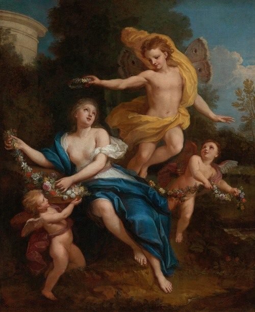 Zephyr Crowning Flora (1702) — Louis de Boullogne the Younger