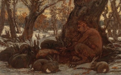 Young Marsyas Charming the Hares — Elihu Vedder
