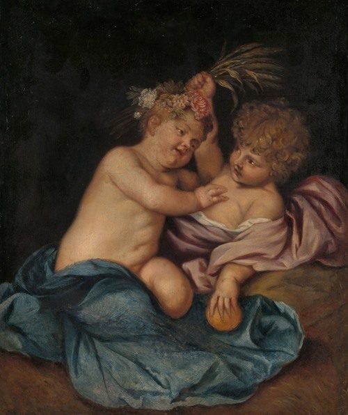 Two Infants, Personifications of Spring and Autumn (1650 - 1670) by Follower of Thomas Willeboirts Bosschaert