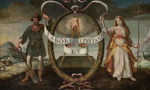 Zinnebeeldige voorstelling van het Plantijns drukkersmerk (17th century) — Anonymous