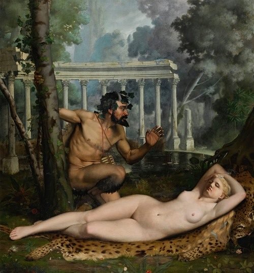 Nymphe Et Satyre (1865) by Adolphe-Alexandre Lesrel