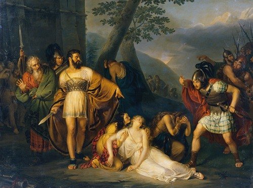King Starno shows Fingal his dead daughter