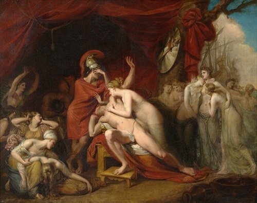 Achilles, frantic for the loss of Patroclus, rejecting the consolation of Thetis (1803)
