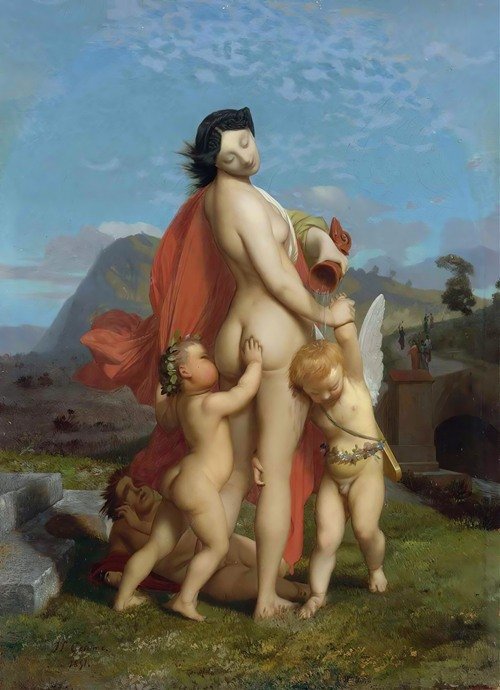 A Young Nymph Teased By Putti (1851)