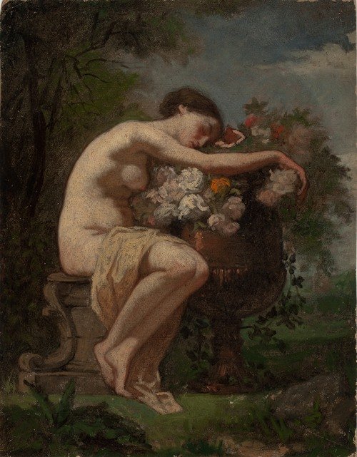 Nymph Next To A Flower Urn,Study (1846 – 1896)