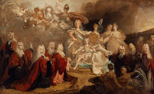 Allégorie des fiançailles de Louis XV avec l’infante Marie-Anne-Victoire d’Espagne (1722) (1722)