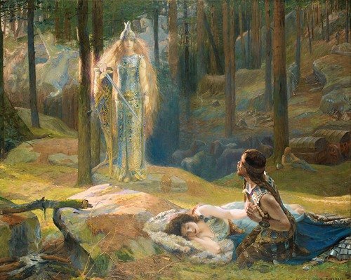 The Revelation, Brynhild Discovering Sieglind And Sigmund (1894)