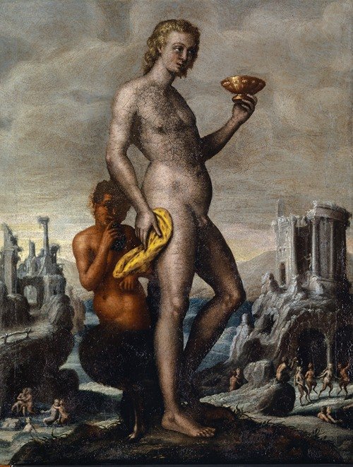 Bacchus with a Drinking Cup, accompanied by a Satyr