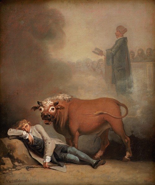Niels Klim thinks he hears the Deacon when he is awakened by a Bull (1785 – 1787)
