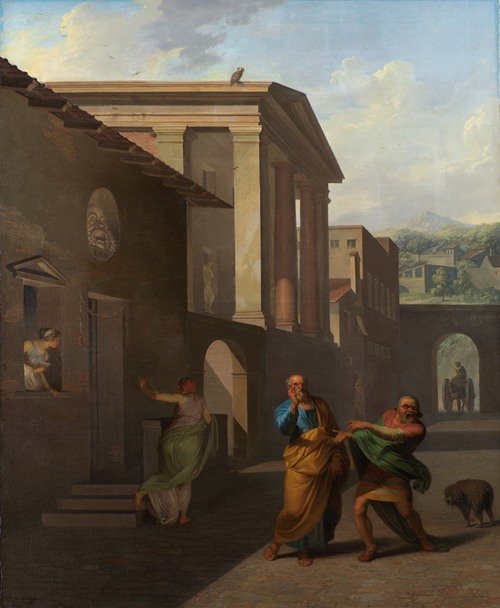 The Midwife Taking Leave of the girl from Andros. From Terence´s Andria (1801)