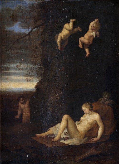 Satyr Spying on Sleeping Nymph, Antiope (1645 – 1680)