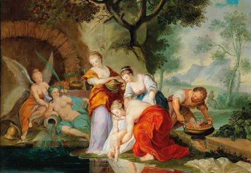 Thetis dipping the infant Achilles into the River Styx (18th Century) — French School