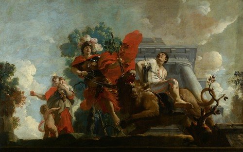 Fortitudo breidelt de zotheid ; Allegorische voorstelling van de verzorging van leprozen en onnozelen (1665 – 1685)