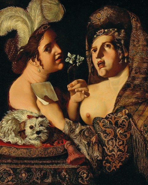 An allegory of the sense of smell and hearing