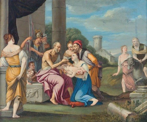 Liriope bringing Narcissus before Tiresias (late 17th Century) — Venetian School