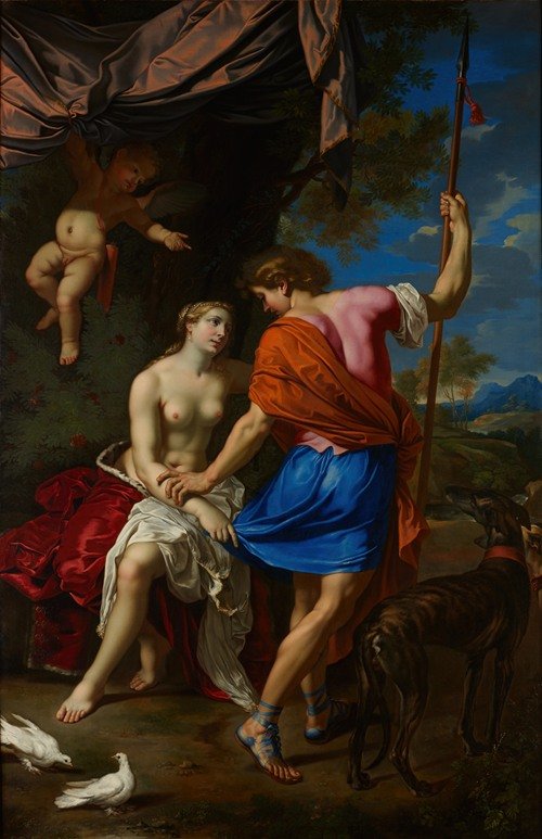 Venus and Adonis (c. 1650) — Nicolas Mignard