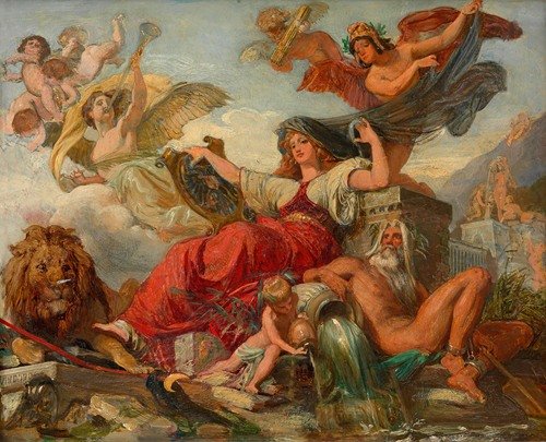 Allegorie auf die Stadterweiterung (Skizze zu einem Deckenbild im Neuen Rathaus) (before 1889)
