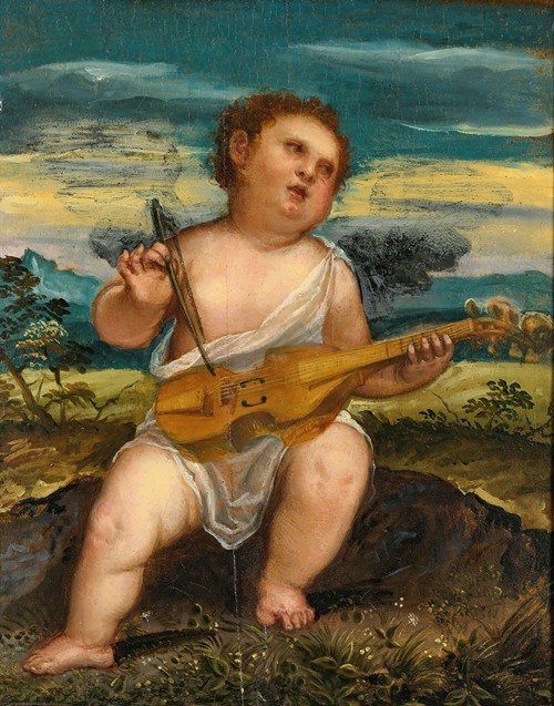 Cupid With A Violin In A Landscape — Bonifacio Veronese