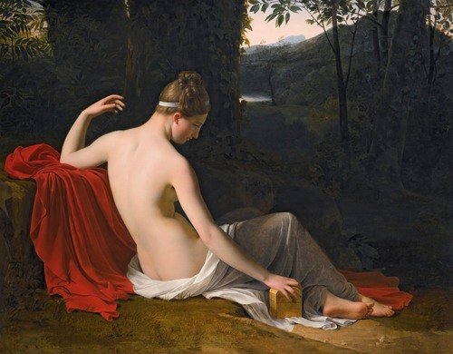 Pandora Reclining In A Wooded Landscape
