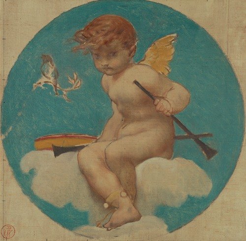 Study for Roundel with Putto Holding Attributes of Music (late 19th century)