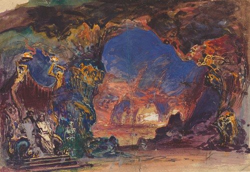 Underworld Scene with a Man and Woman Enthroned and Death Standing Guard