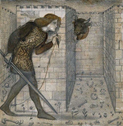 Theseus and the Minotaur in the Labyrinth (1861)