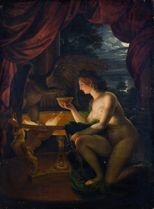 Hebe tränkt den Adler des Zeus mit Nektar (before 1795) — Ignaz Unterberger