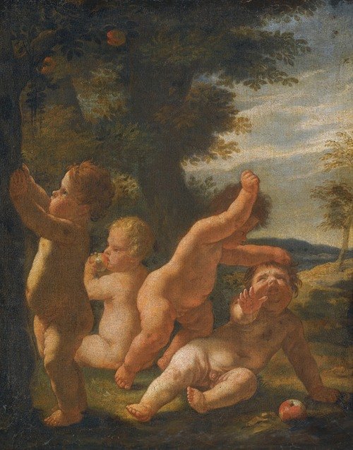 Four Putti Playing In A Landscape
