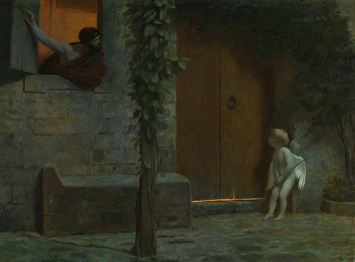 Cupid at the Door in a Rainstorm