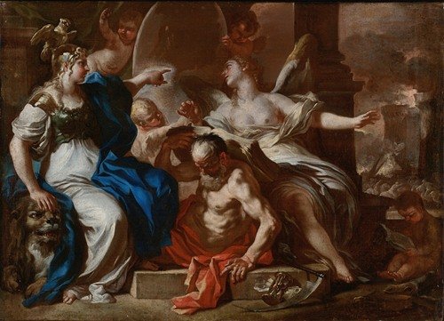 Minerva With Chronos And History; A Study For An Allegory Of The Reign Of The Hapsburgs In Naples