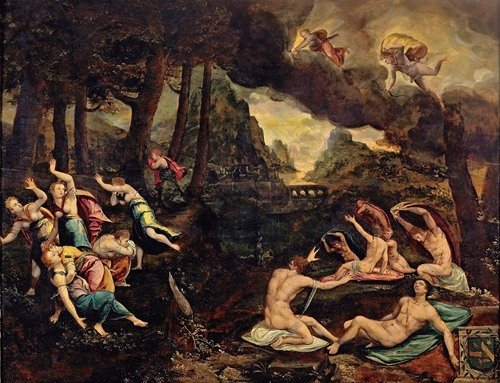 Apollo And Artemis Killing The Children Of Niobe (1551)