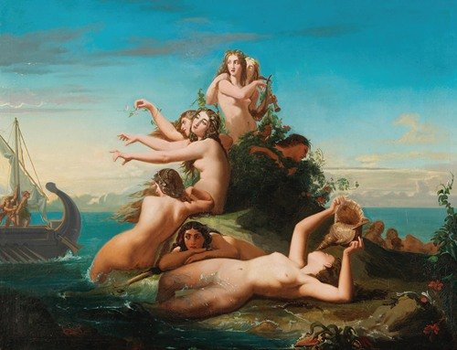 The sirens call for Odysseus (19th century)