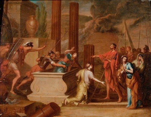 Mythological Scene of a Tomb in a Landscape with Classical Ruins (circa 1700)