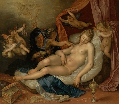The Sleeping Danaë Being Prepared to Receive Jupiter (1603)