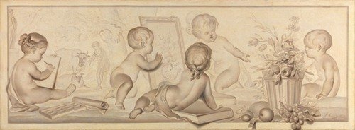 Six Putti with Flowers and Fruit and Attributes of the Art of Drawing (1782)