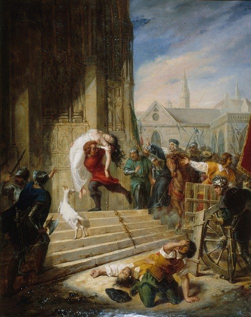 Quasimodo sauvant la Esmeralda des mains de ses bourreaux (1832)