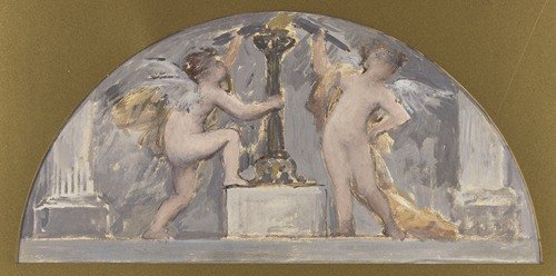 Deux Amours tenant chacun une torche près d’une torchère allumée (1893)