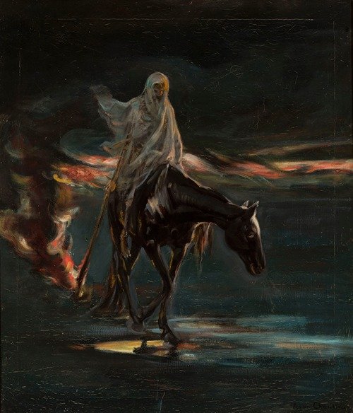 Death and conflagration, central section of the triptych “Disaster” (1870)
